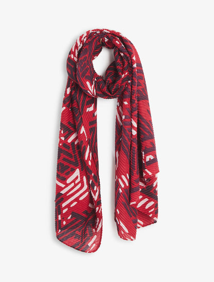 Foulard imprimé graphique bicolore - Rouge - 1