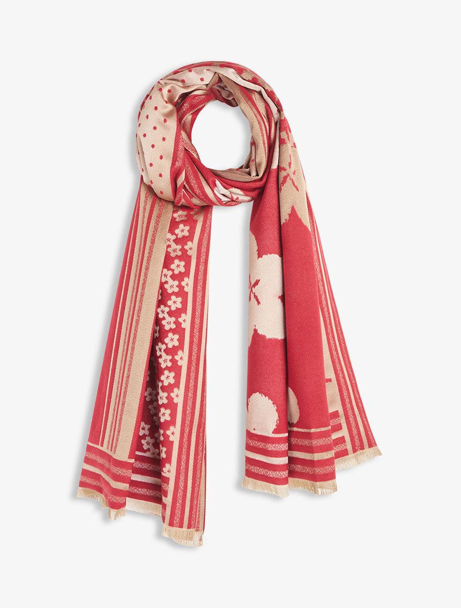Echarpe imprimé floral - Rouge - 1