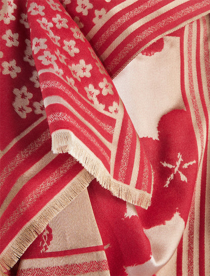 Echarpe imprimé floral - Rouge - 3