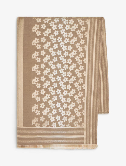 Echarpe imprimé floral - Taupe - 2