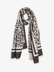 Echarpe imprimé guépard et cadre - Beige - 1