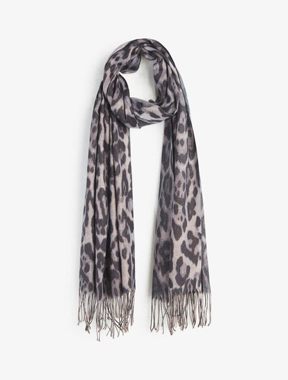 Foulard à imprimé léopard irisé - Gris - 1