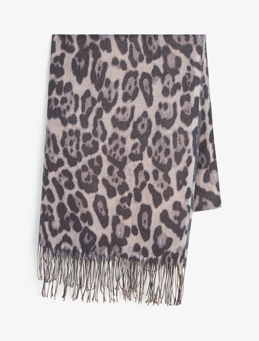 Foulard à imprimé léopard irisé - Gris - 2