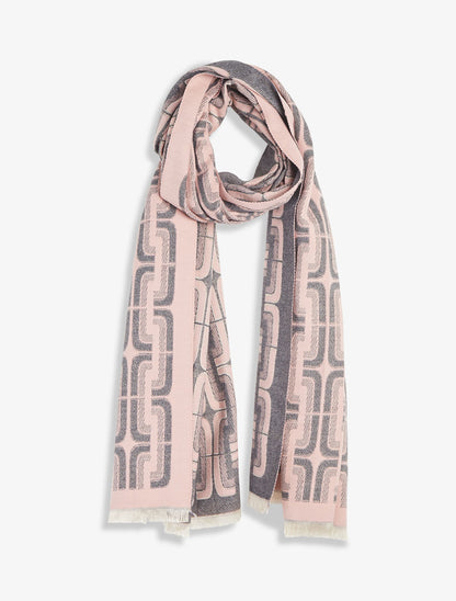 Echarpe imprimé carrés stylisés - Gris - 4