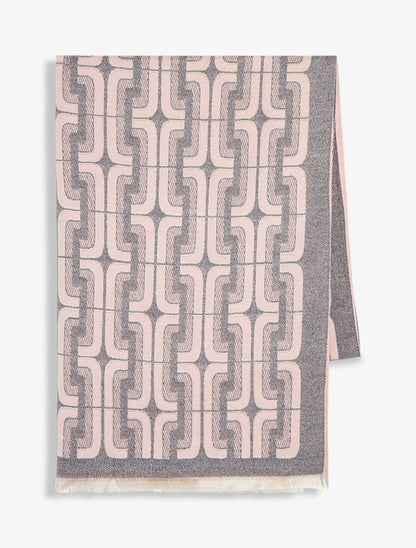 Echarpe imprimé carrés stylisés - Gris - 2