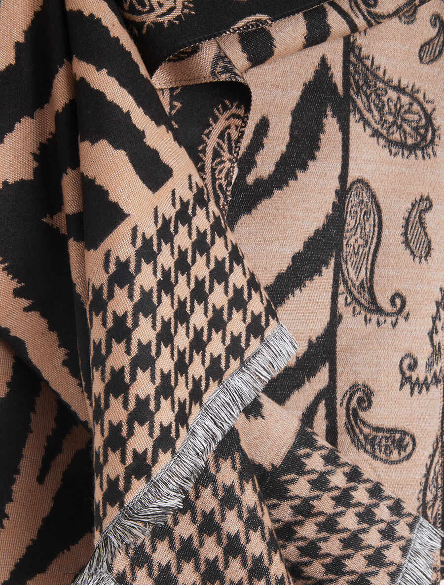 Foulard épais à divers imprimés - Taupe - 3