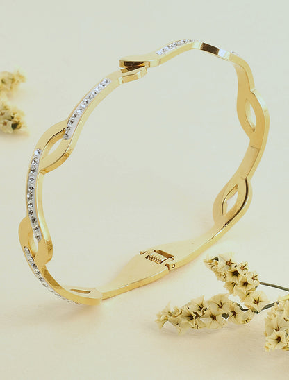 Jonc style vague à strass - Or - 1