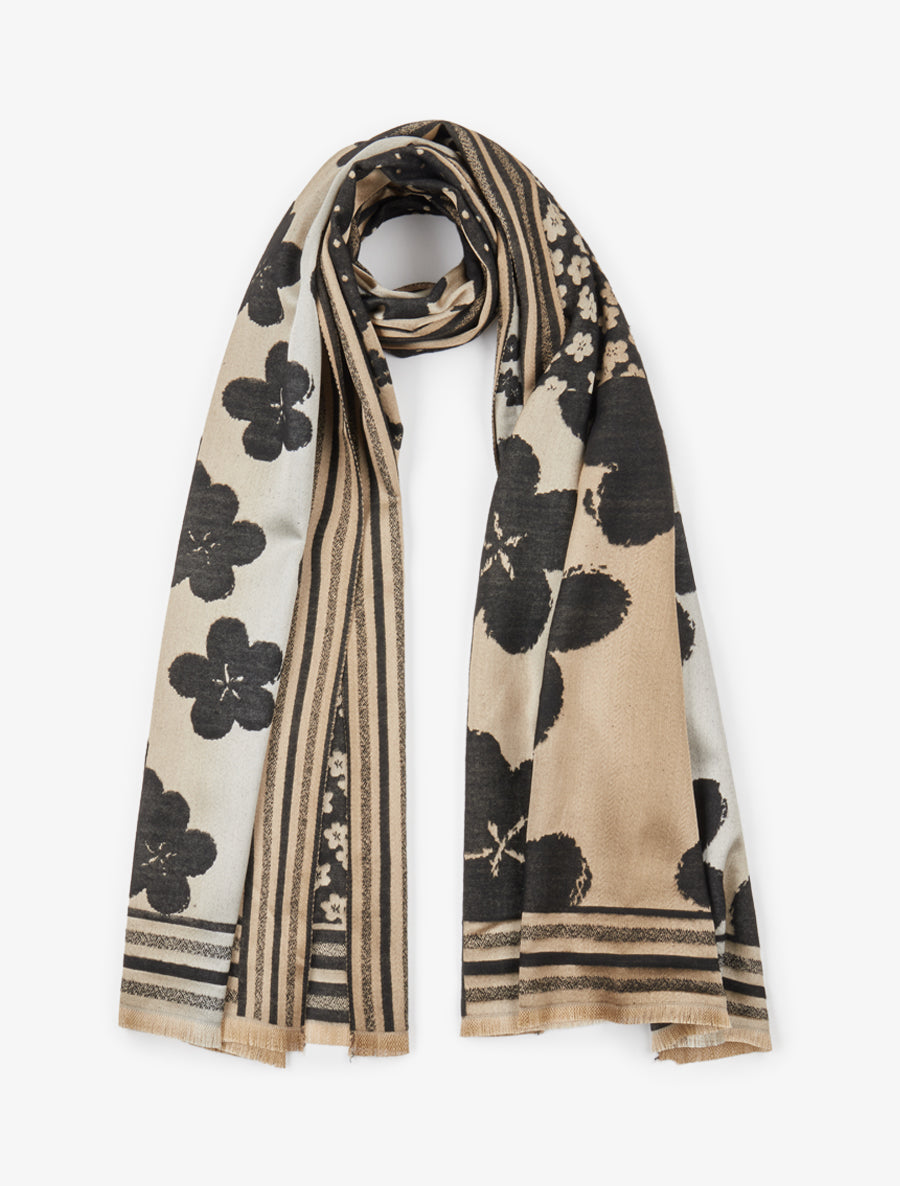 Foulard irisé à imprimé floral - Noir - 1