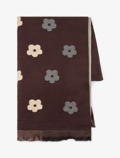 Echarpe à motif fleurs - Marron - 2