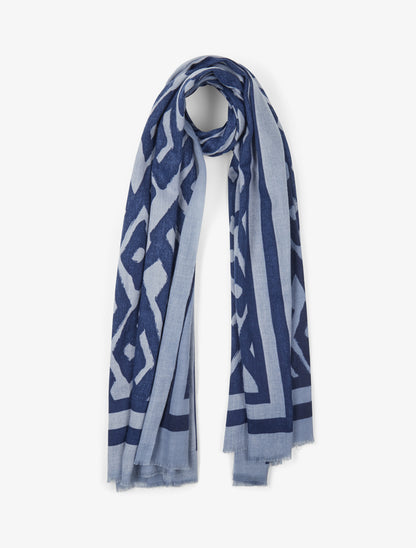 Foulard à motif graphique - Bleu - 1