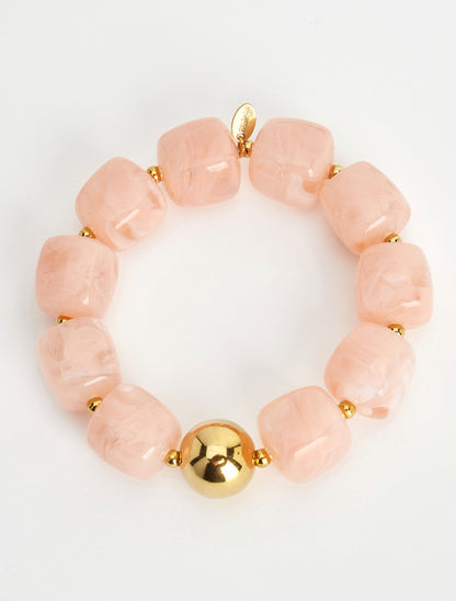 Bracelet à perles en résine et métal - Rose - 2