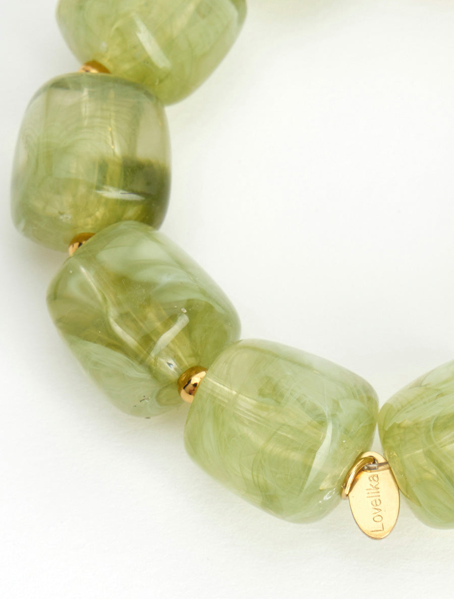 Bracelet à perles en résine et métal - Vert - 3