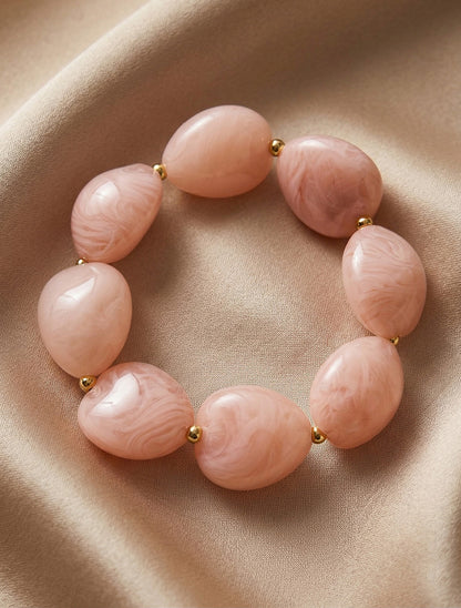 Bracelet à perles en résine - Rose - 1