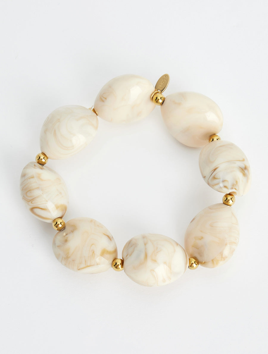 Bracelet à perles en résine - Beige - 2