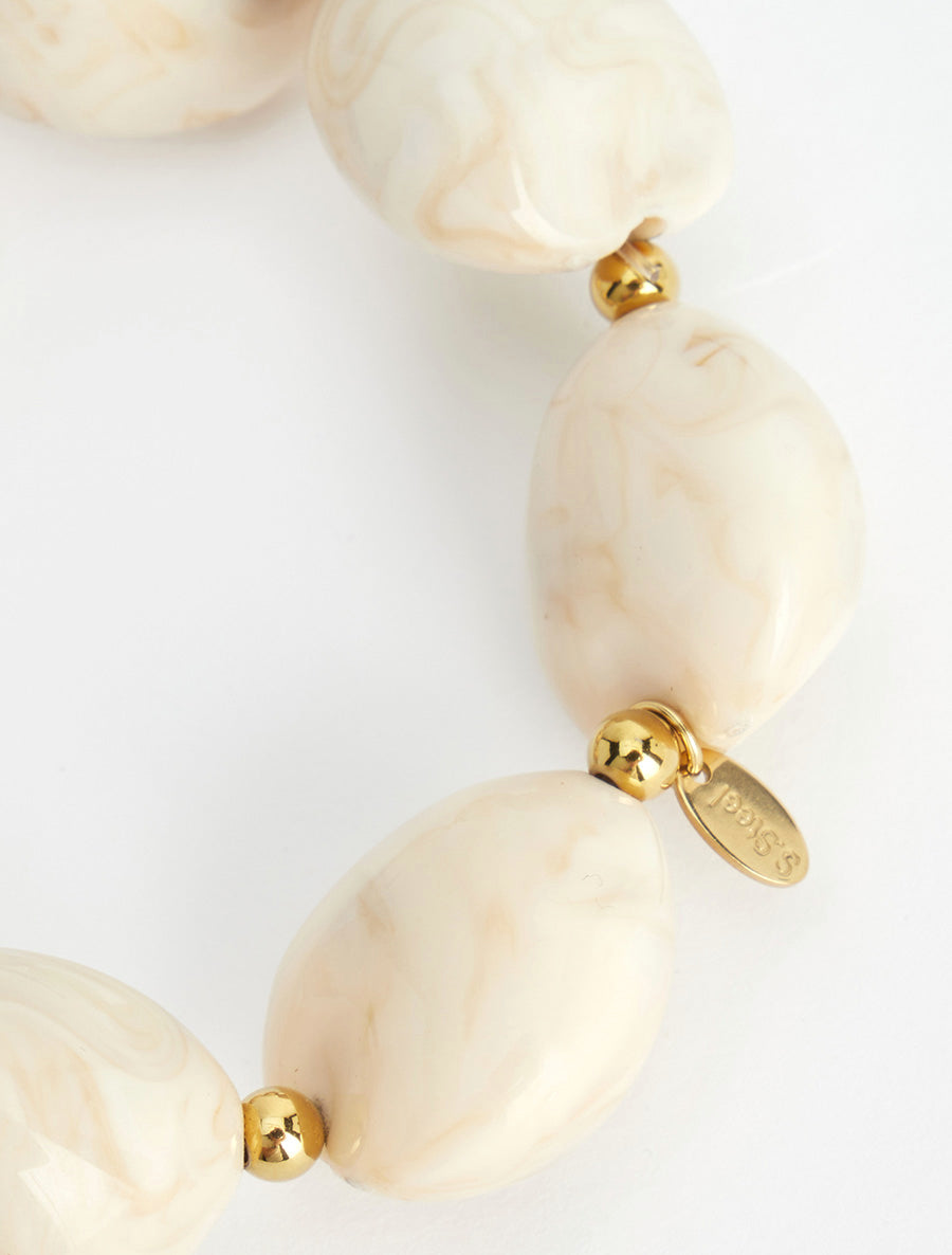 Bracelet à perles en résine - Beige - 3