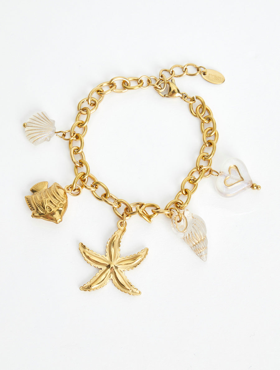 Bracelet fantaisie à motif marins et coeur - Blanc - 2