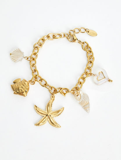 Bracelet fantaisie à motif marins et coeur - Blanc - 2