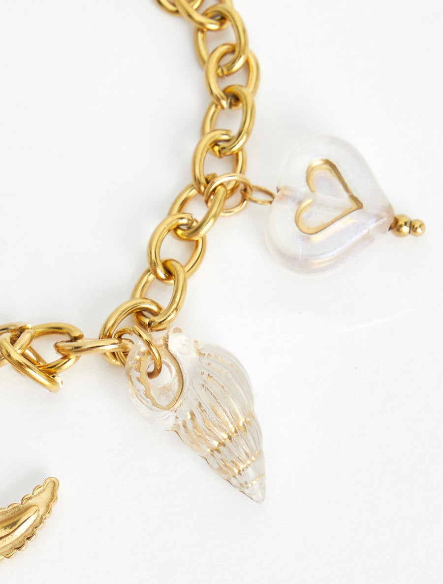 Bracelet fantaisie à motif marins et coeur - Blanc - 3