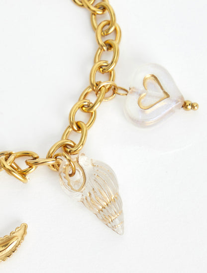 Bracelet fantaisie à motif marins et coeur - Blanc - 3