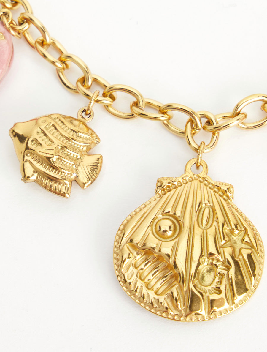 Collier fantaisie à motif marins et coeur - Rose - 3