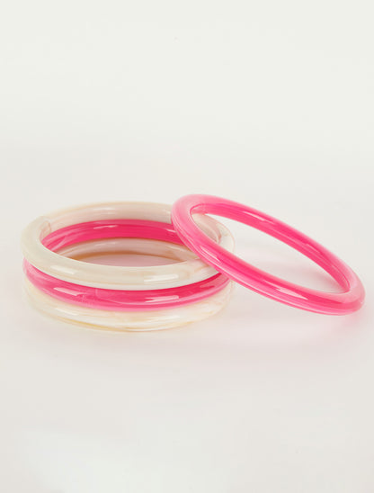 Ensemble de 4 joncs en résine colorée - Fushia - 2