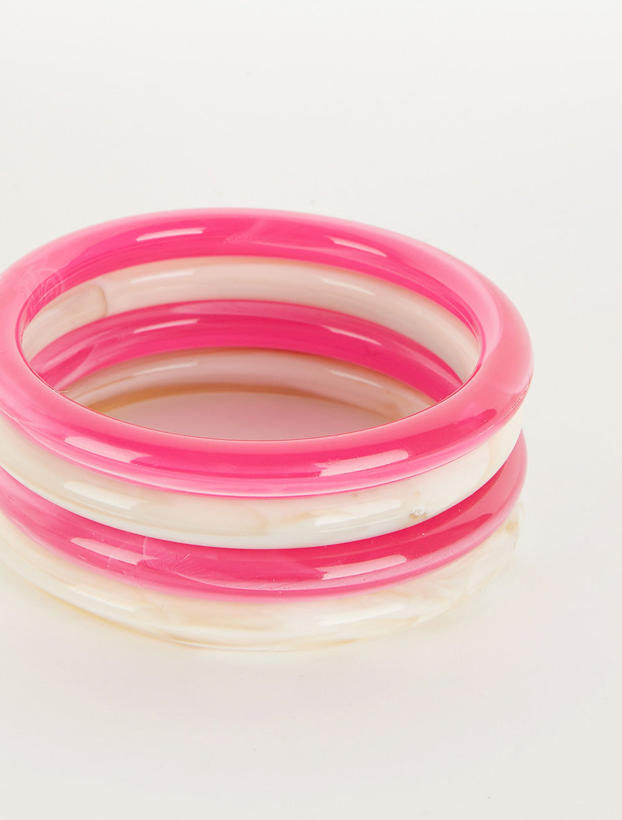 Ensemble de 4 joncs en résine colorée - Fushia - 3