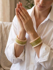 Ensemble de 4 joncs en résine colorée - Kaki - 1