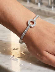 Jonc motif cercle à strass - Argent - 1