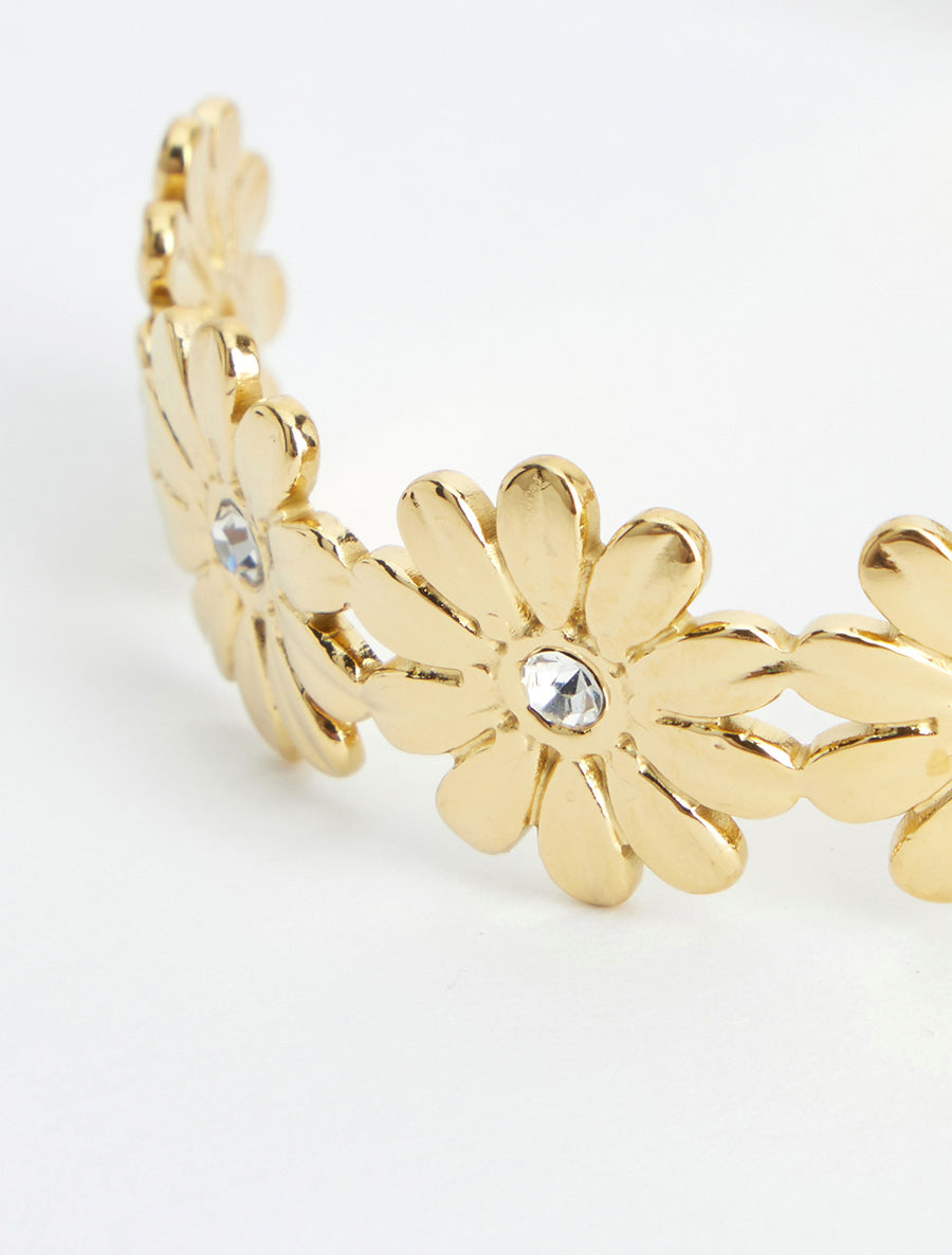 Jonc marguerites à strass - Or - 3