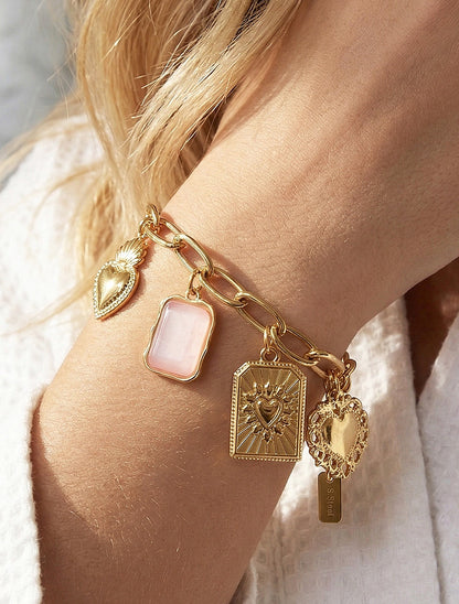 Bracelet chaîne à charms - Rose - 1