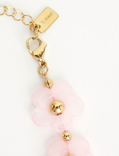 Collier motif floral - Rose - 3