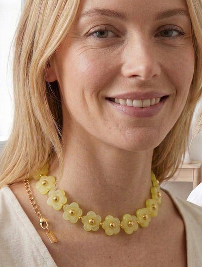 Collier motif floral - Jaune - 1