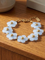 Bracelet motif fleurs en résine - Bleu - 1