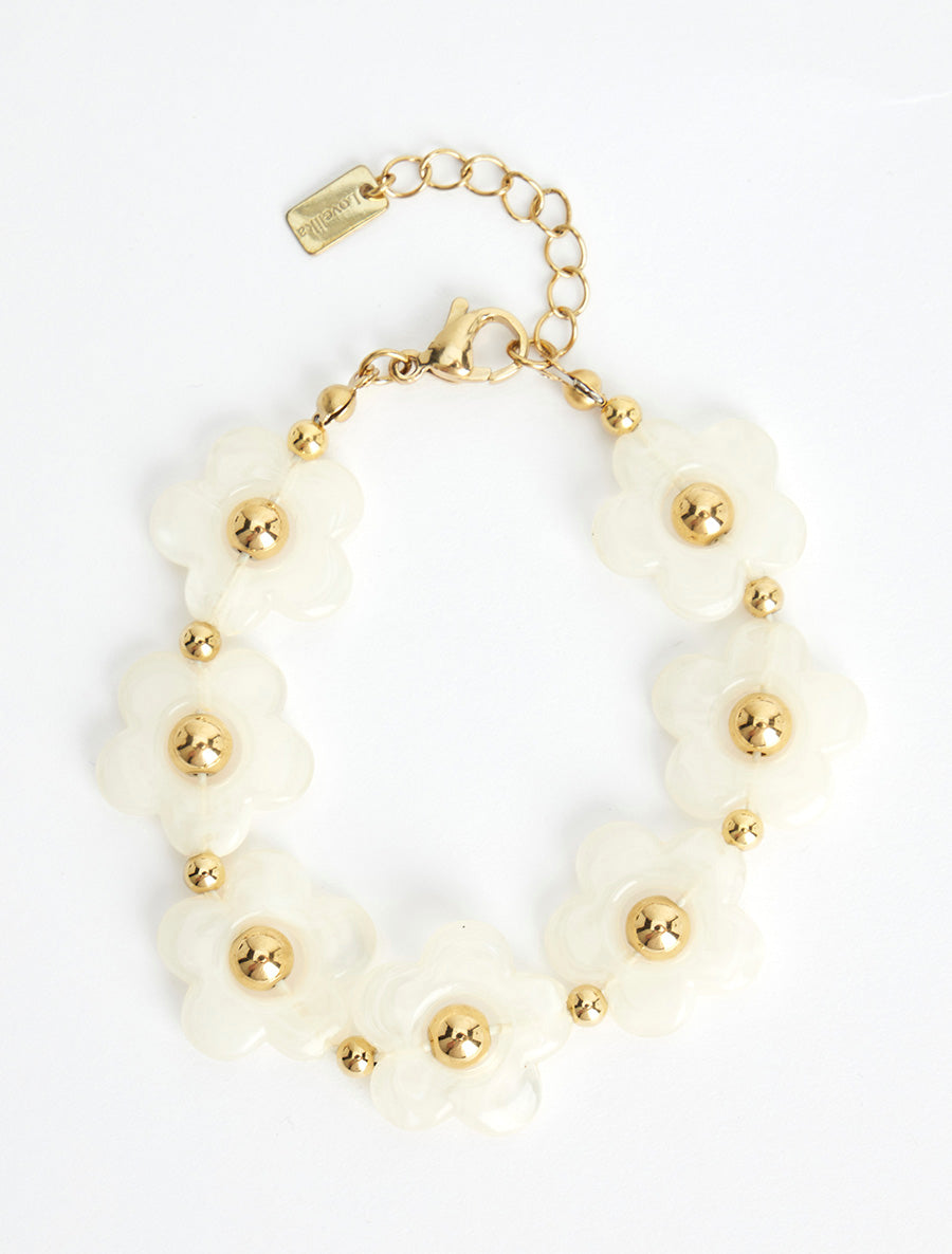 Bracelet motif fleurs en résine - Blanc - 2