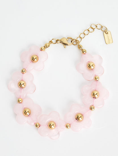 Bracelet motif fleurs en résine - Rose - 2