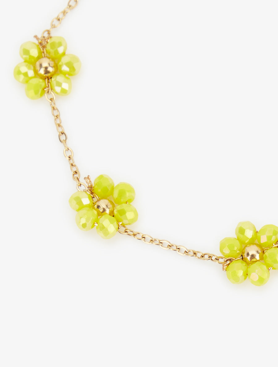 Bracelet à petites fleurs perlées et colorées - Jaune - 3