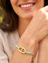 Bracelet cordes irisées à maillon ovale - Or/bleu turquoise - 1