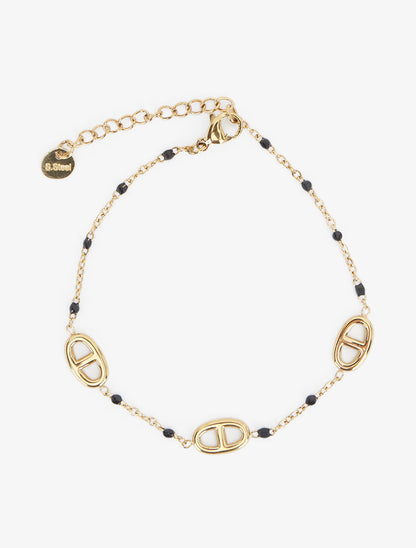 Bracelet à maillon marins et perles - Or/noir - 2