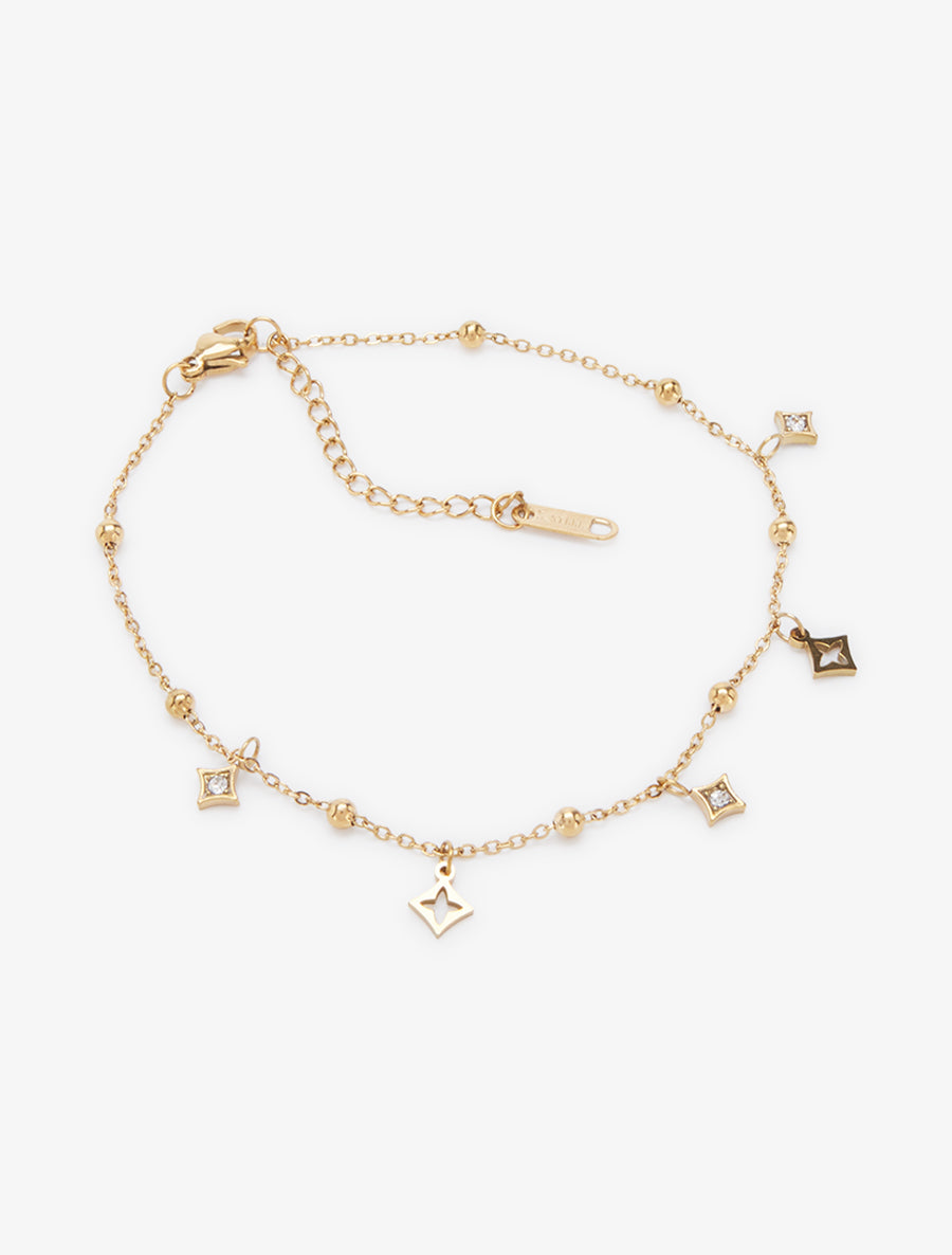 Chaîne de cheville à étoiles ornées de zircons - Or - 2