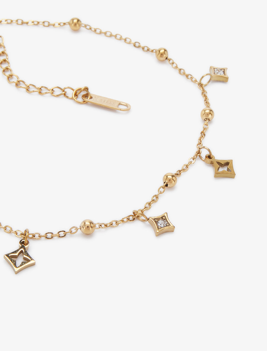 Chaîne de cheville à étoiles ornées de zircons - Or - 3