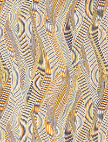 Foulard à imprimé lignes courbées style vagues - Jaune - 2