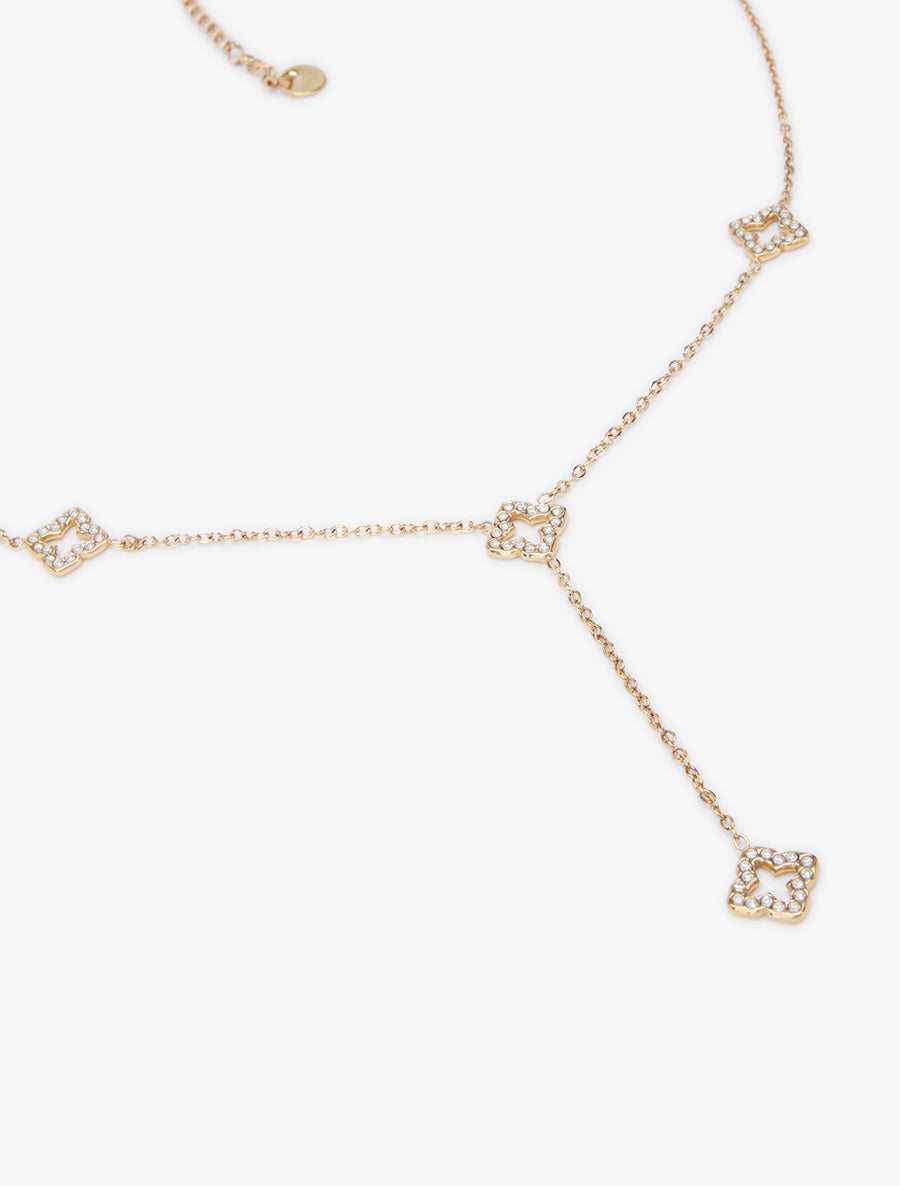 Collier en Y à motif trèfles - Or - 3
