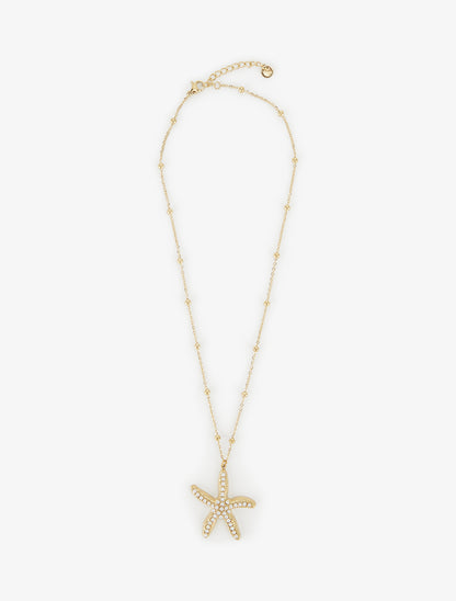 Collier à pendentif étoile de mer et perles - Or - 2