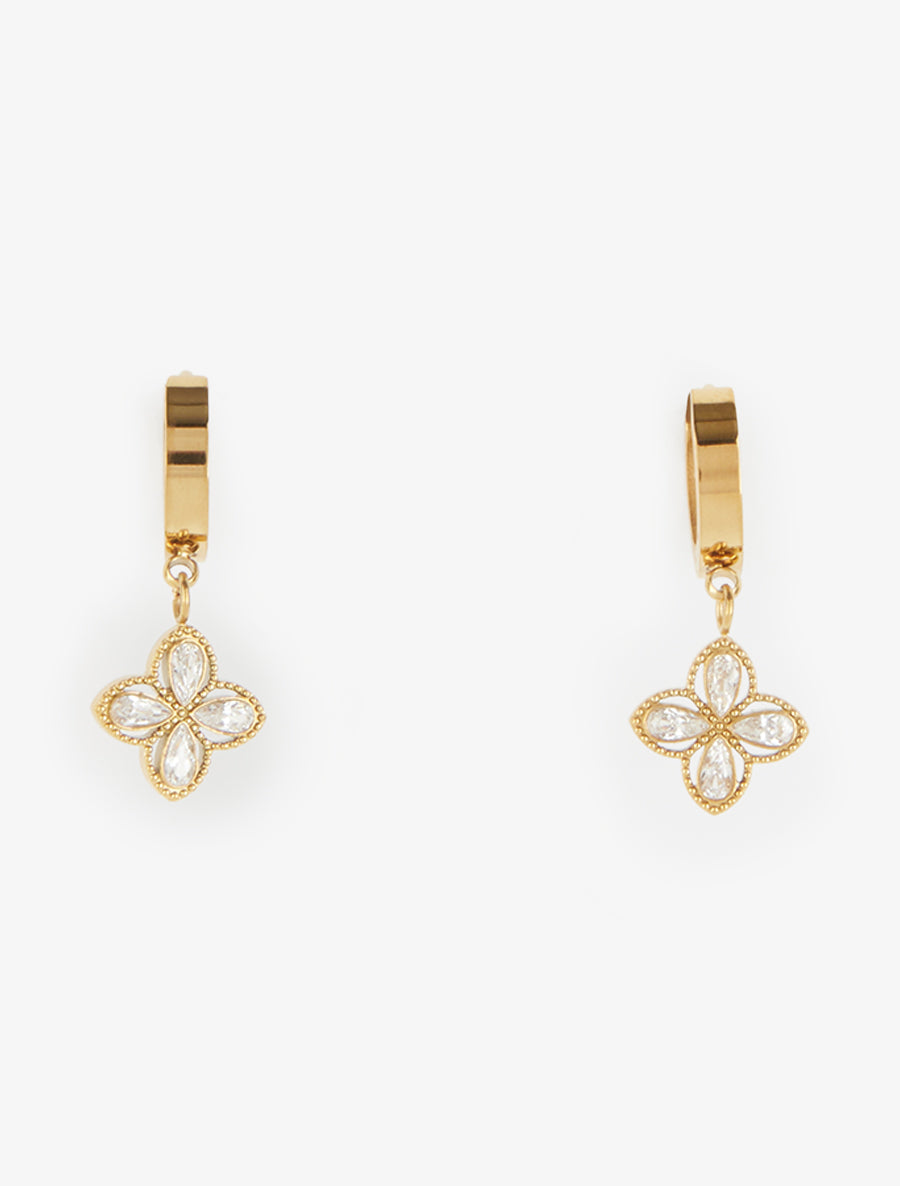 Mini-créoles à charm trèfle - Or - 2