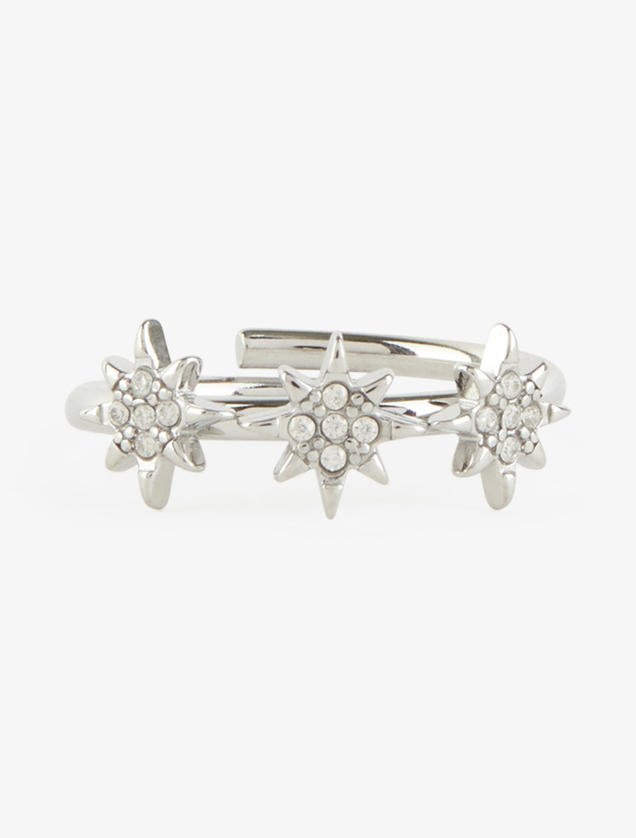 Bague Taille ajustable à étoiles strassées - Argent - 3