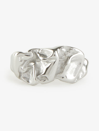 Bague ouverte effet froissé - Argent - 3