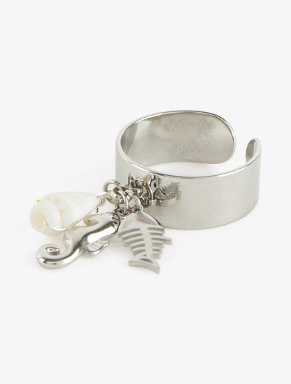 Bague à breloque hippocampe - Argent - 3