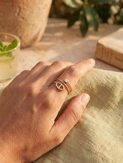 Bague fine à maillon marin et strass - Or - 1