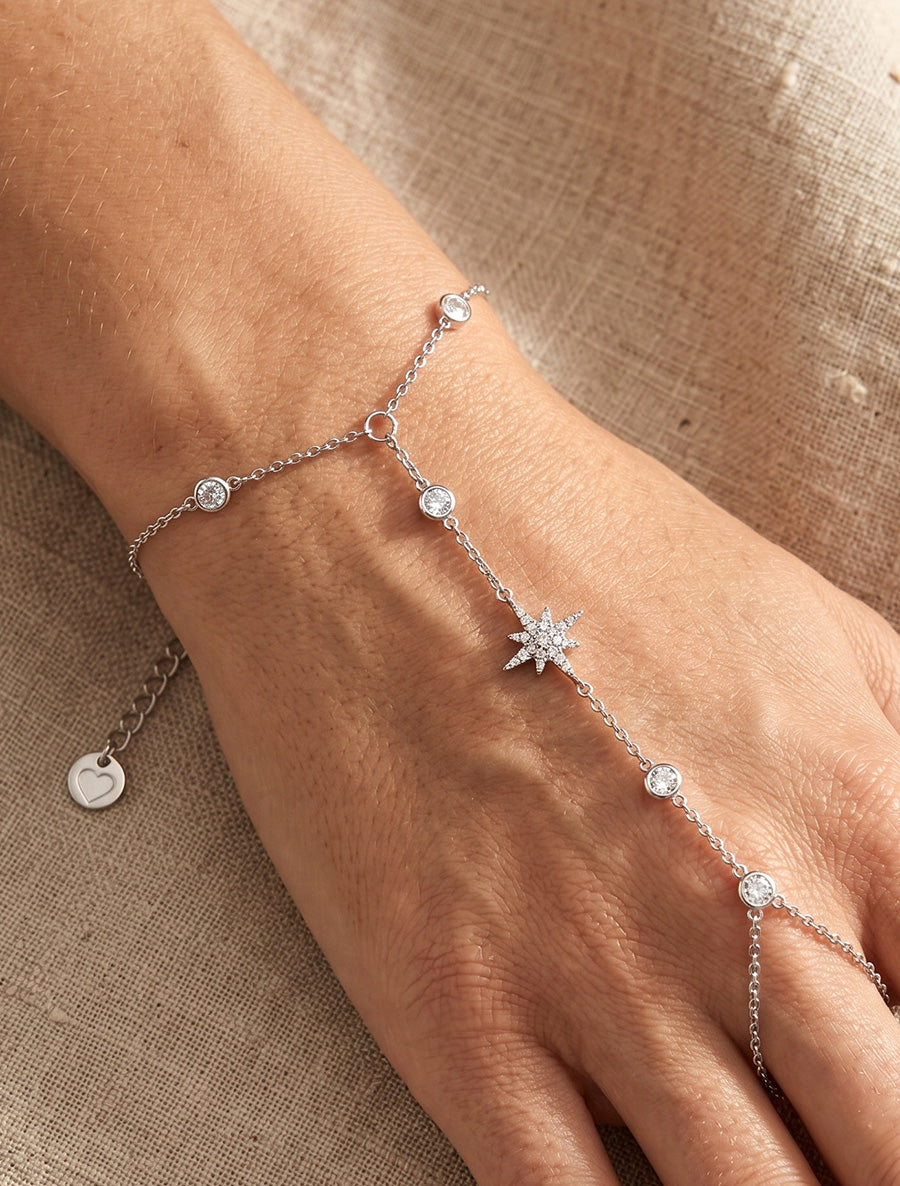 Chaîne de main étoile et zircons blancs - Argent - 1