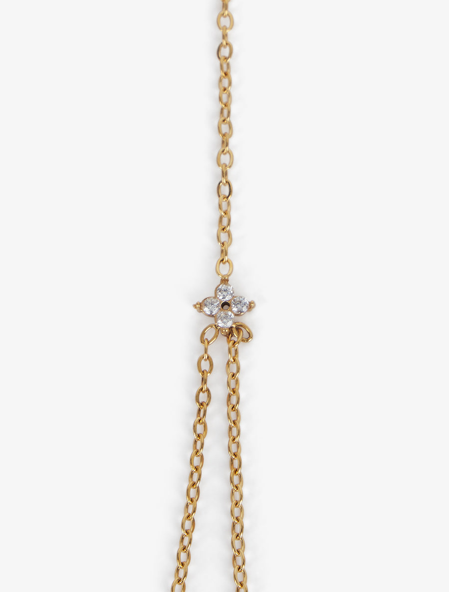 Bracelet chaîne de main à zircons blancs - Or - 3